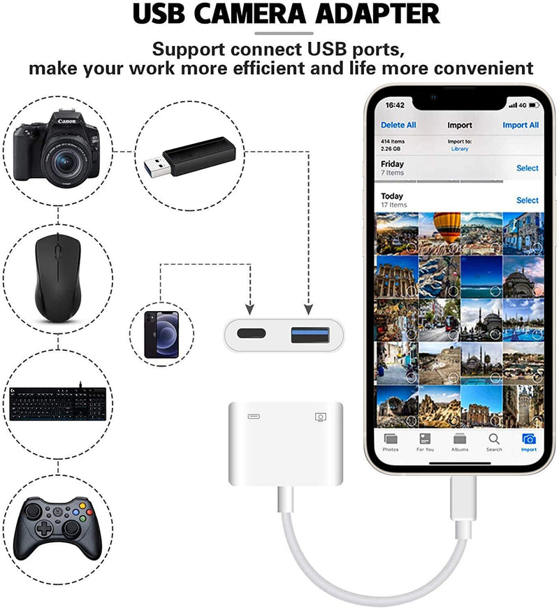 Cargue la imagen en el visor de la galería, Apple Lightning to Female USB &amp; USB-C Type-C OTG Adapter - Polar Tech Australia
