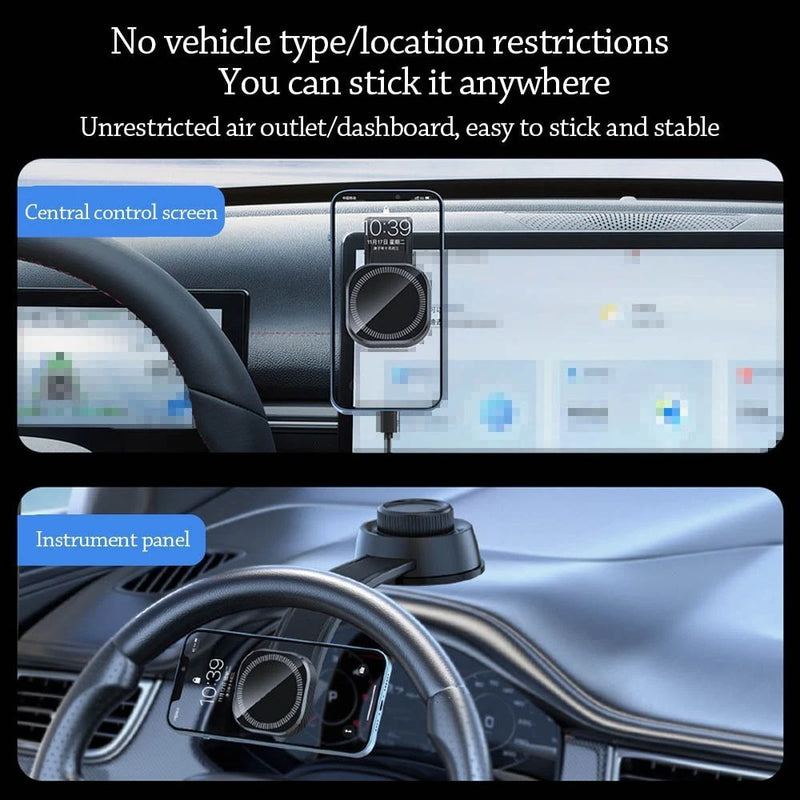 Load image into Gallery viewer, [XK030] Magsafe Compatible QI 15W Wireless Charging Foldable Magnet Magnetic Dashboard Charger &amp; Mount Holder

