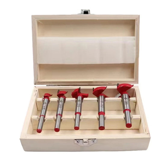 [6 in 1] Adjustable Hinge Hole Opener Hole Saw Kit Woodworking Tool Set With Storage Box (15-35mm)