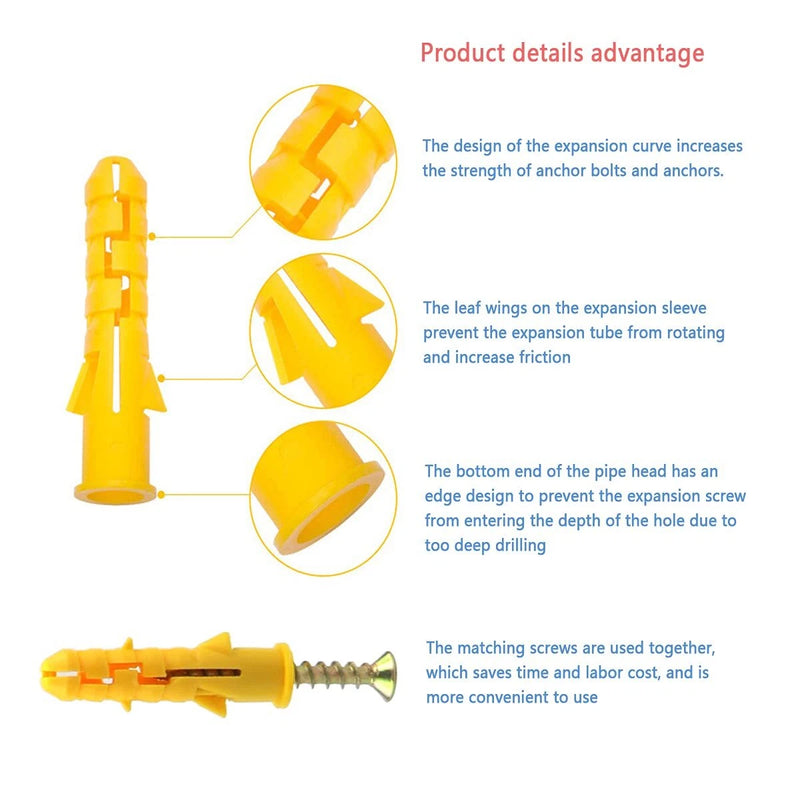 Load image into Gallery viewer, [400 Pieces Kit][M8/40mm] Plastic Expansion Wall Plugs And Screws Set
