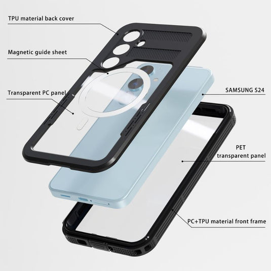 [Magsafe Compatible] [Mars Series] Samsung Galaxy S24 / Galaxy S24 Plus - Shellbox Full Covered Waterproof Heavy Duty Tough Armor Case - Polar Tech Australia