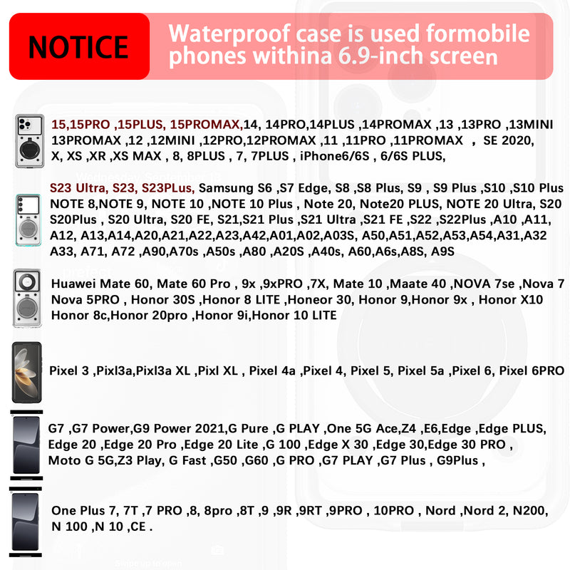 Cargue la imagen en el visor de la galería, [T70 Pro][Up to 6.9 inch] - Universal Redpepper Full Covered Waterproof Heavy Duty Tough Armor Case - Polar Tech Australia
