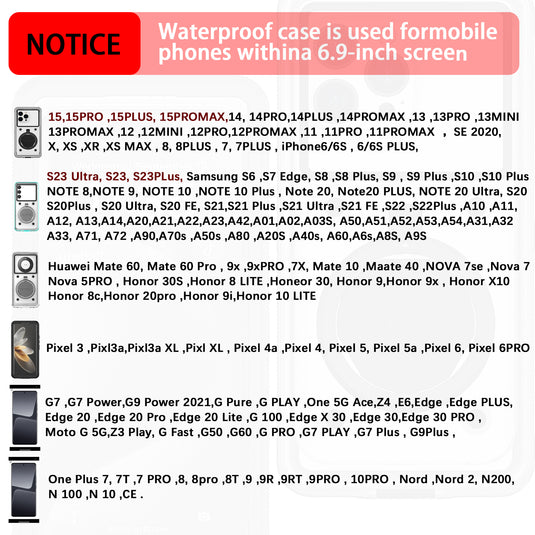 [T70 Pro][Up to 6.9 inch] - Universal Redpepper Full Covered Waterproof Heavy Duty Tough Armor Case - Polar Tech Australia