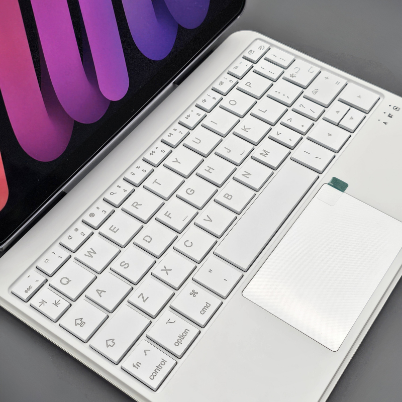 Cargue la imagen en el visor de la galería, KIBO Apple iPad Mini 8.3&#39;&#39; 6/7th Gen (2021/2024) - Easy-Set Floating Cantilever Stand Precision Multi-Touch Trackpad Smart Wireless Keyboard Case With Backlit Keys
