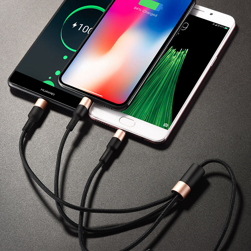 Cargue la imagen en el visor de la galería, [X26][3 in 1][1M][Heavy Duty] HOCO Universal Traveling Fast Charging Data Sync USB Cable For USB-C / Lightning / Micro Phone &amp; Tablet Device - Polar Tech Australia
