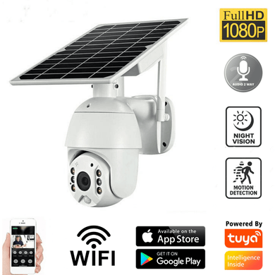 [1080P FHD][WIFI Version] Solar Panel Battery Powered Wireless Wire-Free IP66 Outdoor PTZ Camera - Polar Tech Australia