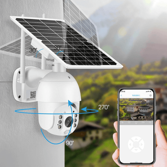 [1080P FHD][WIFI Version] Solar Panel Battery Powered Wireless Wire-Free IP66 Outdoor PTZ Camera - Polar Tech Australia