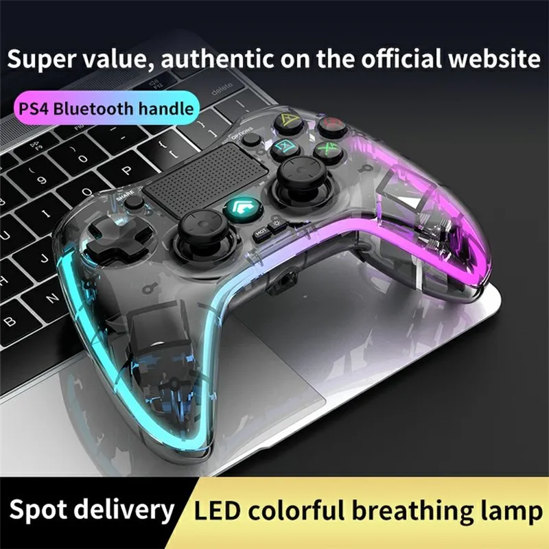 Chargez l&#39;image dans la visionneuse de la galerie, Nintendo Switch PS4 Game Consoles P05 Transparent Wireless Controller Bluetooth Handle Portable Gamepad with RGB Lights - Polar Tech Australia
