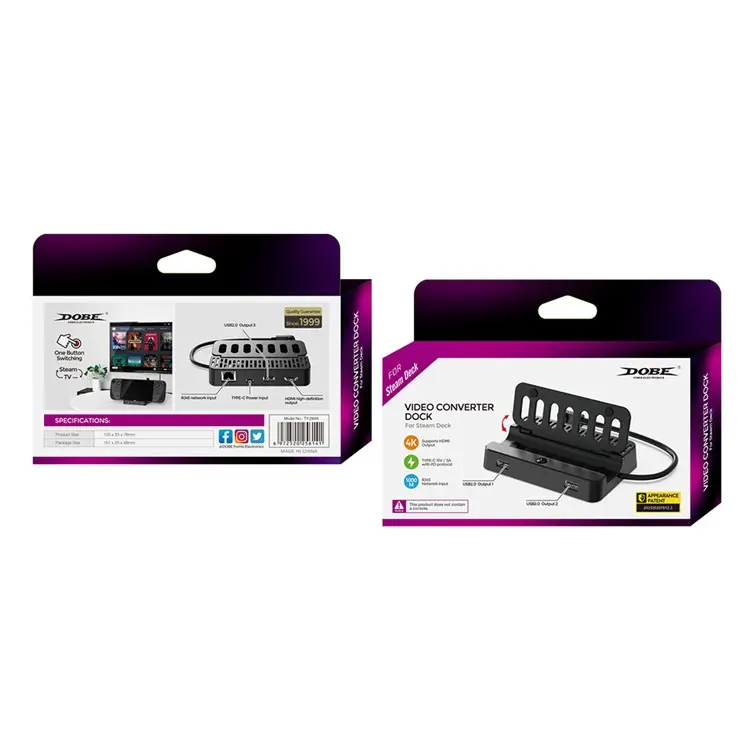 Cargue la imagen en el visor de la galería, Steam Deck Docking Station Converter with HD Video Port, Gigabit Ethernet, USB 2.0 and PD Fast Charging - Polar Tech Australia
