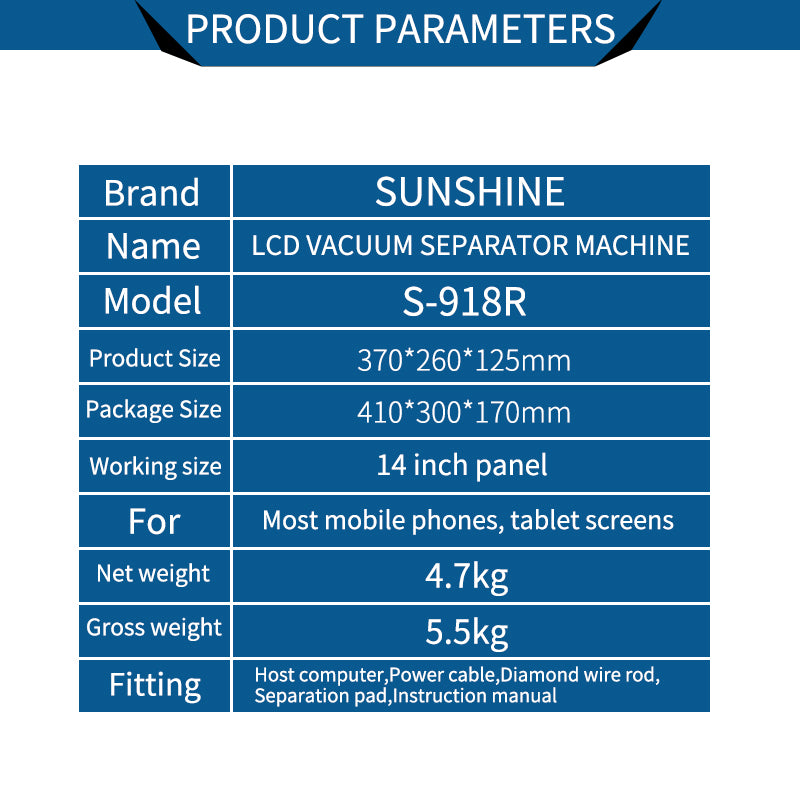 Cargue la imagen en el visor de la galería, [S-918R][AU Plug] SUNSHINE Max 14 inch Phone &amp; Tablet Screen Heating Pad Vacuum Separator Machine - Polar Tech Australia
