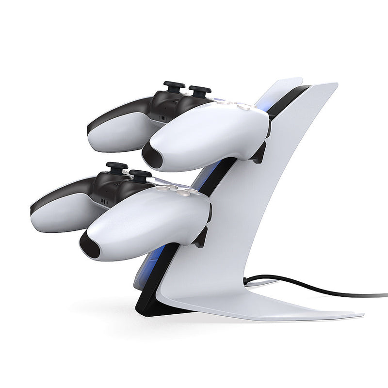 Cargue la imagen en el visor de la galería, PS5 Controller Charging Station Dual Gamepad Charging Stand with Blue Ambient Light - Polar Tech Australia
