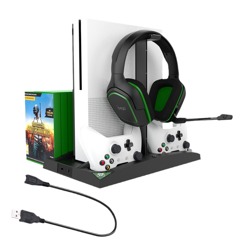 Cargue la imagen en el visor de la galería, [With Built-in Cooling Fan] Xbox One 6 in 1 Multi-function Vertical Charging Dock Base  for Xbox One Game Controller Charging Station with Headset Stand - Polar Tech Australia
