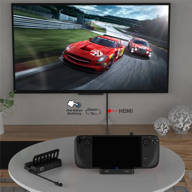 Cargue la imagen en el visor de la galería, Steam Deck Docking Station Converter with HD Video Port, Gigabit Ethernet, USB 2.0 and PD Fast Charging - Polar Tech Australia
