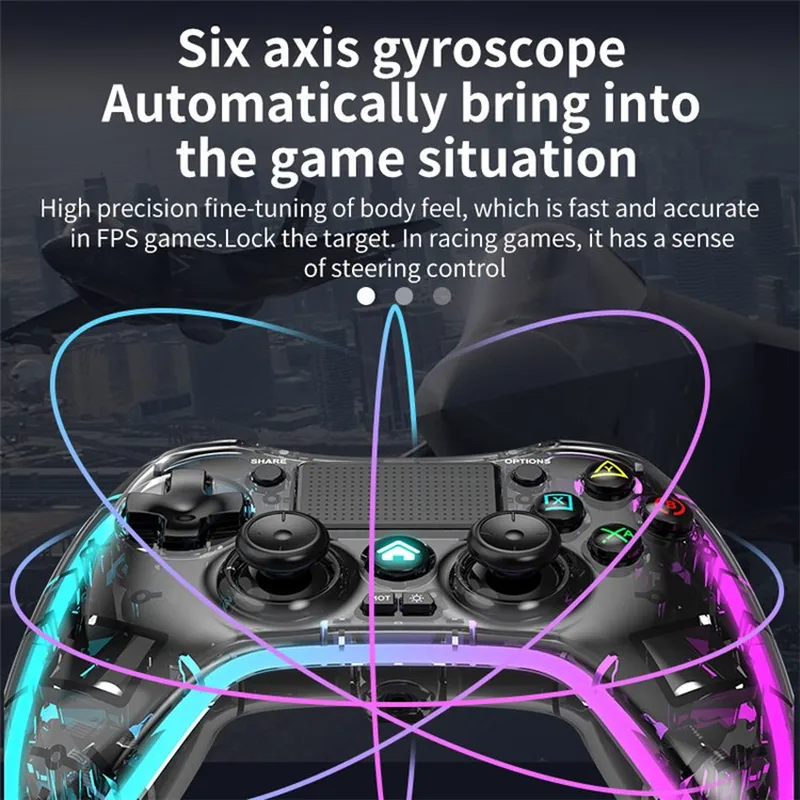 Chargez l&#39;image dans la visionneuse de la galerie, Nintendo Switch PS4 Game Consoles P05 Transparent Wireless Controller Bluetooth Handle Portable Gamepad with RGB Lights - Polar Tech Australia
