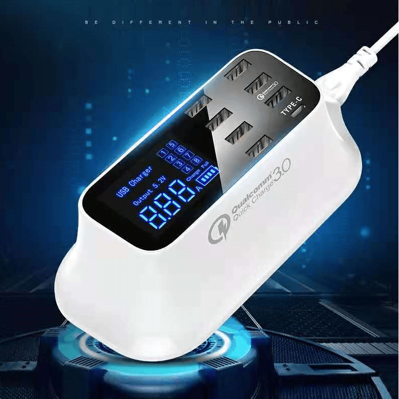 Chargez l&#39;image dans la visionneuse de la galerie, [CD-A19Q][AU Plug] 40W 8 Ports USB QC3.0 PD Quick Charger Adapter Station With Current / Voltage Meter - Polar Tech Australia
