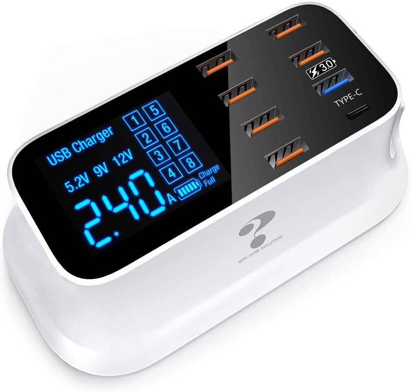 Chargez l&#39;image dans la visionneuse de la galerie, [CD-A19Q][AU Plug] 40W 8 Ports USB QC3.0 PD Quick Charger Adapter Station With Current / Voltage Meter - Polar Tech Australia

