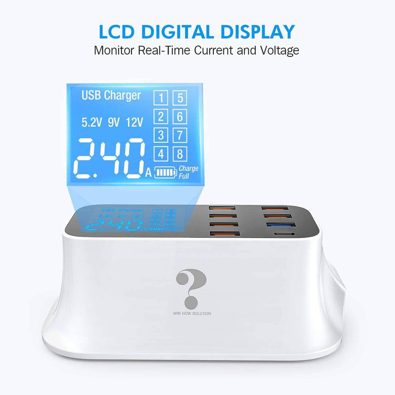 Chargez l&#39;image dans la visionneuse de la galerie, [CD-A19Q][AU Plug] 40W 8 Ports USB QC3.0 PD Quick Charger Adapter Station With Current / Voltage Meter - Polar Tech Australia
