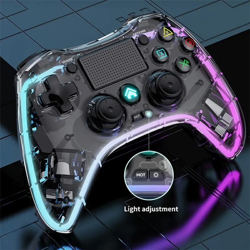 Chargez l&#39;image dans la visionneuse de la galerie, Nintendo Switch PS4 Game Consoles P05 Transparent Wireless Controller Bluetooth Handle Portable Gamepad with RGB Lights - Polar Tech Australia

