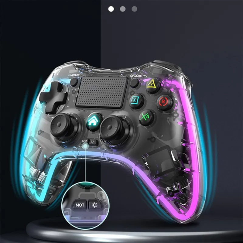 Chargez l&#39;image dans la visionneuse de la galerie, Nintendo Switch PS4 Game Consoles P05 Transparent Wireless Controller Bluetooth Handle Portable Gamepad with RGB Lights - Polar Tech Australia
