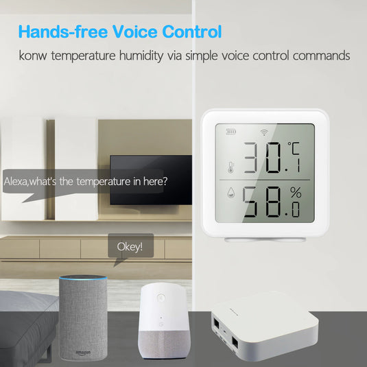 [TUYA Smart Home] WIFI Temperature And Humidity Sensor Indoor Hygrometer Thermometer With LCD Display - Polar Tech Australia