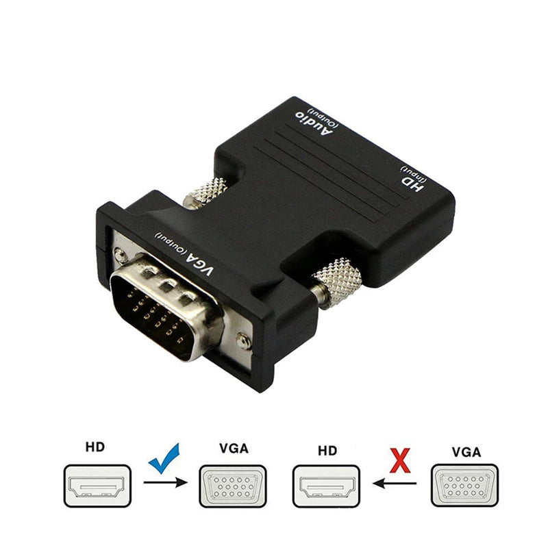 Cargue la imagen en el visor de la galería, HDMI-compatible Female to VGA Male Converter 3.5mm Audio Cable Adapter 1080P FHD Video Output for PC Laptop TV Monitor Projector - Polar Tech Australia
