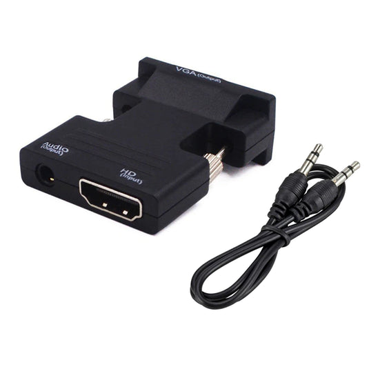 HDMI-compatible Female to VGA Male Converter 3.5mm Audio Cable Adapter 1080P FHD Video Output for PC Laptop TV Monitor Projector - Polar Tech Australia