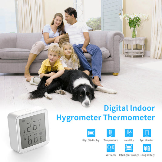 [TUYA Smart Home] WIFI Temperature And Humidity Sensor Indoor Hygrometer Thermometer With LCD Display - Polar Tech Australia