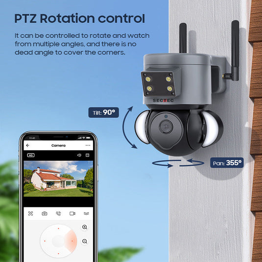 [TUYA Smart Home][4G Version][With Flood Light] Full HD 4MP Wireless WIFI Full Color Day & night IP65 Outdoor PTZ Security Camera - Polar Tech Australia