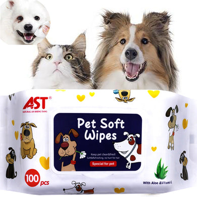 [500 Wipes][15cm x 20cm][Alcohol Free] AST Pet Animal Cleaning Soft Wipes With Aloe & Vitamin E - Polar Tech Australia