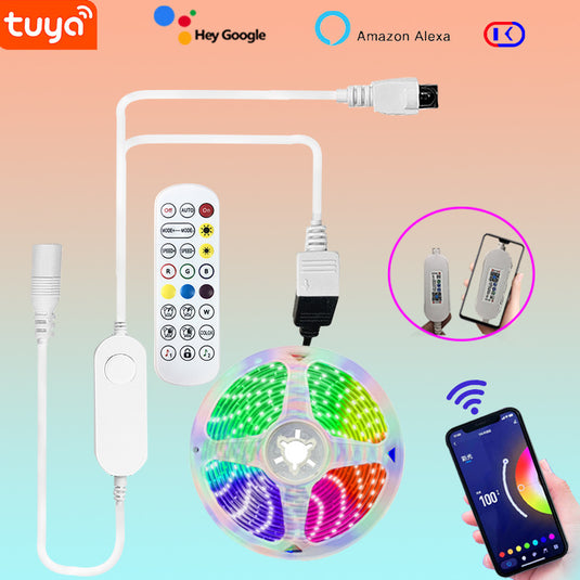 [TUYA Smart Home] IP65 Indoor Outdoor Waterproof Smart Remote Control RGB LED Light Strip Music/Game/Movie Synchronization - Polar Tech Australia