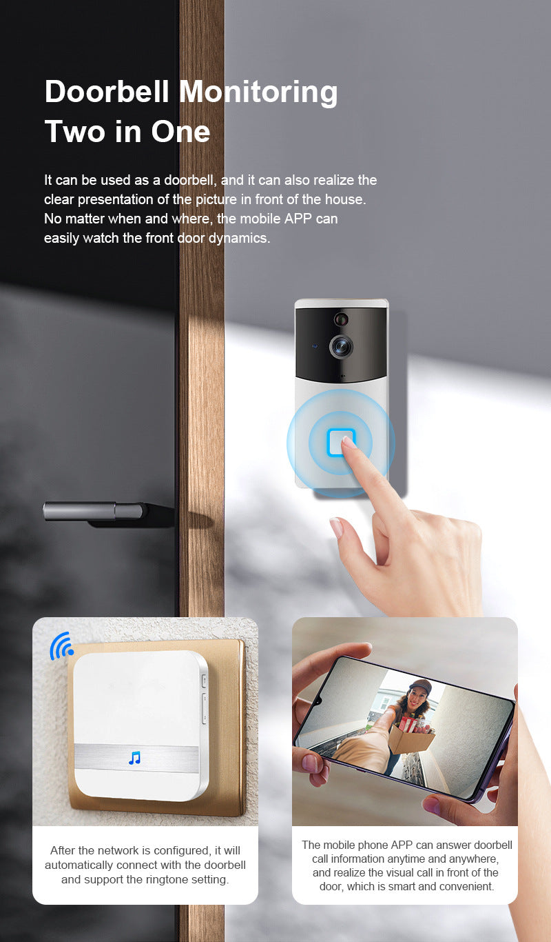 Cargue la imagen en el visor de la galería, [1080P FHD][With Chime &amp; Battery] Smart Doorbell Camera Wireless Wifi Doorbell Two Way Audio Intercom App Control - Polar Tech Australia
