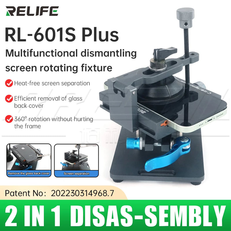 Chargez l&#39;image dans la visionneuse de la galerie, [RL-601S Plus] RELIFE  2 in 1  360 Degree Rotation Heat-free Screen Separation Removal Back Glass Phone Repair Mount Holder Fixture - Polar Tech Australia
