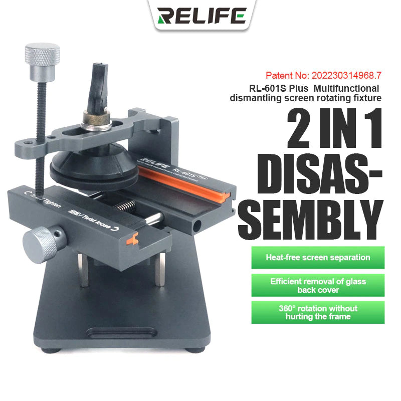 Chargez l&#39;image dans la visionneuse de la galerie, [RL-601S Plus] RELIFE  2 in 1  360 Degree Rotation Heat-free Screen Separation Removal Back Glass Phone Repair Mount Holder Fixture - Polar Tech Australia
