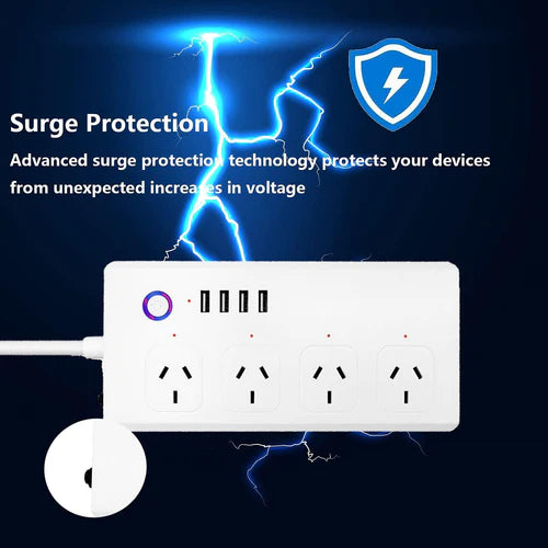 [TUYA Smart Home][AU Plug] Wireless Smart Power Strip With 4 Outlets + 4 USB Ports APP Control Smart Home - Polar Tech Australia