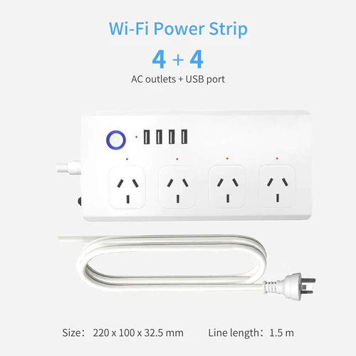 [TUYA Smart Home][AU Plug] Wireless Smart Power Strip With 4 Outlets + 4 USB Ports APP Control Smart Home - Polar Tech Australia