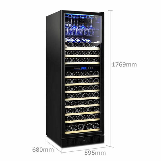 [Dual Zone][120 Bottle][450BJP] Vinocave Stainless Steel Freestanding Wine Refrigerator Cooler Fridge - Polar Tech Australia