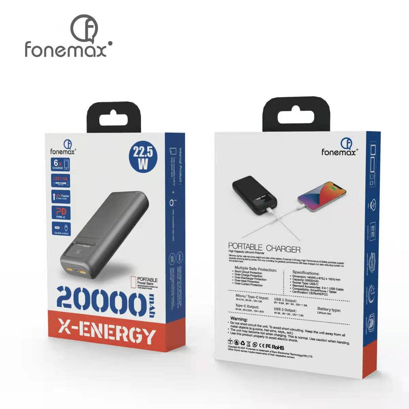 Load image into Gallery viewer, Fonemax PD 22.5W 20000mah 4 Ports USB Type-C PD Fast Charging Power Bank Laptop MacBook Portable Charger - Polar Tech Australia
