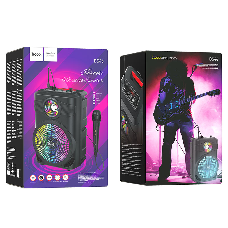 Chargez l&#39;image dans la visionneuse de la galerie, [BS46] HOCO Portable Home Camping Party Karaoke RBG Bluetooth Speaker With Microphone - Polar Tech Australia

