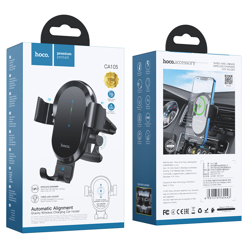 Chargez l&#39;image dans la visionneuse de la galerie, [CA105] HOCO Universal 15W QI Wireless Charging Aircon Vent Flow Phone Charger &amp; Holder - Polar Tech Australia
