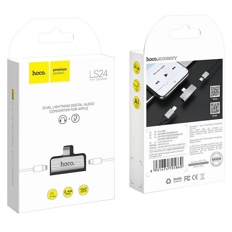 Chargez l&#39;image dans la visionneuse de la galerie, HOCO Dual lightning Audio &amp; Charging Converter Splitter Adapter (LS24) - Polar Tech Australia
