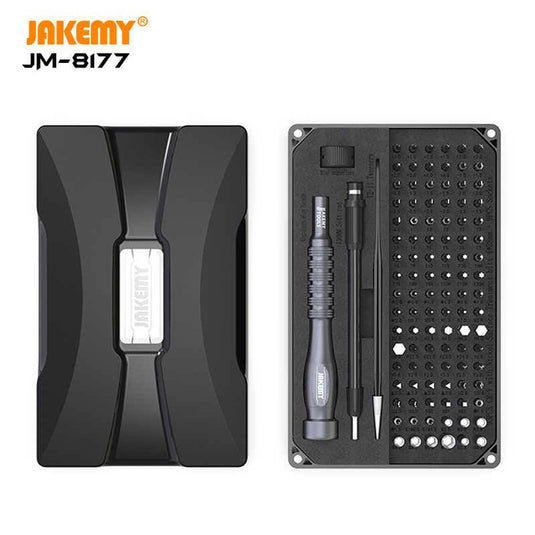 Jakemy JM-8177 Premium Quality Precision Screwdriver Set Magnetic Bits Aluminum Alloy Handle Screwdriver for iPhone Computer 106 in 1 Repair Tools - Polar Tech Australia