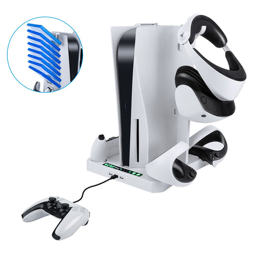 Multifunctional Cooling Stand with Charging for PS5/PS VR2 Controller-White(HBP-6478)(Not for PS5 Slim) - Game Gear Hub