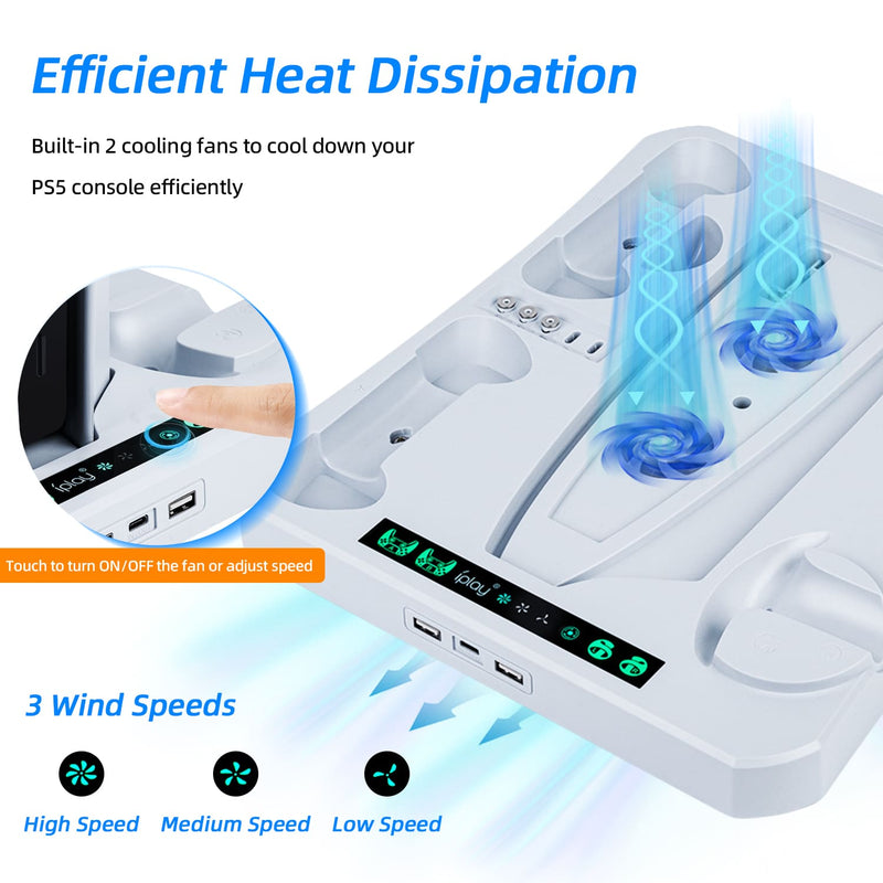 Cargue la imagen en el visor de la galería, PS5/ PS VR2 Controller Multifunctional Cooling Stand with Charging - Polar Tech Australia
