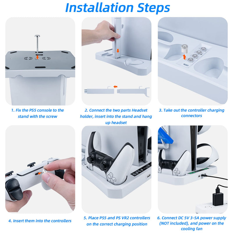 Load image into Gallery viewer, Multifunctional Cooling Stand with Charging for PS5/PS VR2 Controller-White(HBP-6478)(Not for PS5 Slim) - Game Gear Hub
