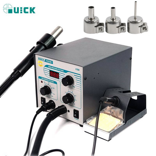 [706W+] QUICK 570W High Power 2 in 1 Soldering & Heating Hot Air Gun SMD Rework Station Soldering Station - Polar Tech Australia