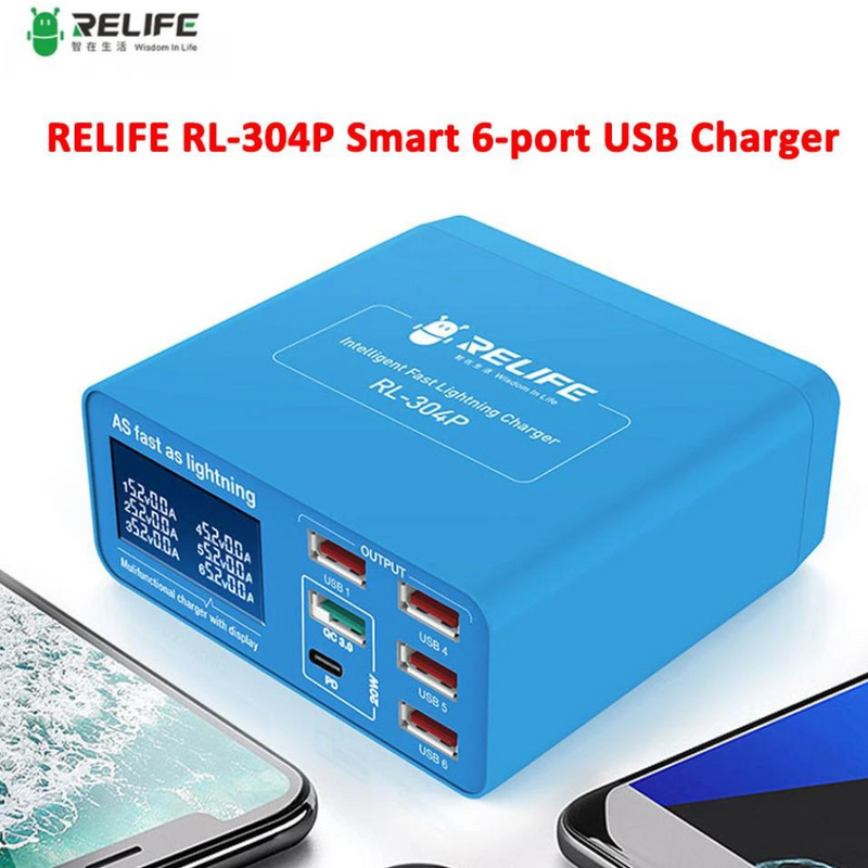 Cargue la imagen en el visor de la galería, [RL-304P][AU Plug] Sunshine Relife 6 Port USB PD QC 3.0 Smart Fast Charger Station Voltage Tester Multimeter USB Current Meter Tester - Polar Tech Australia

