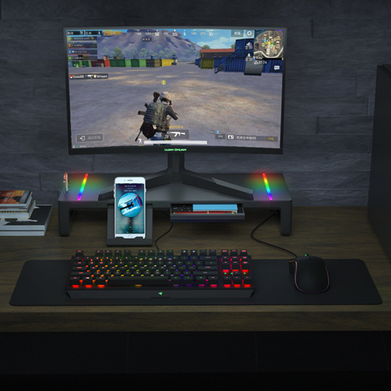 Chargez l&#39;image dans la visionneuse de la galerie, [KM50][With RBG Light &amp; USB Hub &amp; Stand &amp; Drawer] Universal Monitor Desktop Stand  (Up to 27 inch) - Polar Tech Australia
