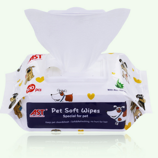 [500 Wipes][15cm x 20cm][Alcohol Free] AST Pet Animal Cleaning Soft Wipes With Aloe & Vitamin E - Polar Tech Australia