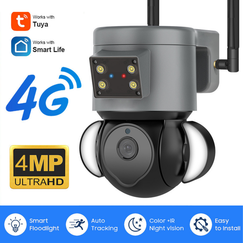 Load image into Gallery viewer, [TUYA Smart Home][4G Version][With Flood Light] Full HD 4MP Wireless WIFI Full Color Day &amp; night IP65 Outdoor PTZ Security Camera - Polar Tech Australia
