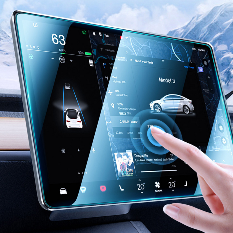 Cargue la imagen en el visor de la galería, [Tech For Tesla][Self-Installation Kit] Tesla Model 3 &amp; Y Centre Control PC Touchscreen 9H Tempered Glass Protector - Polar Tech Australia
